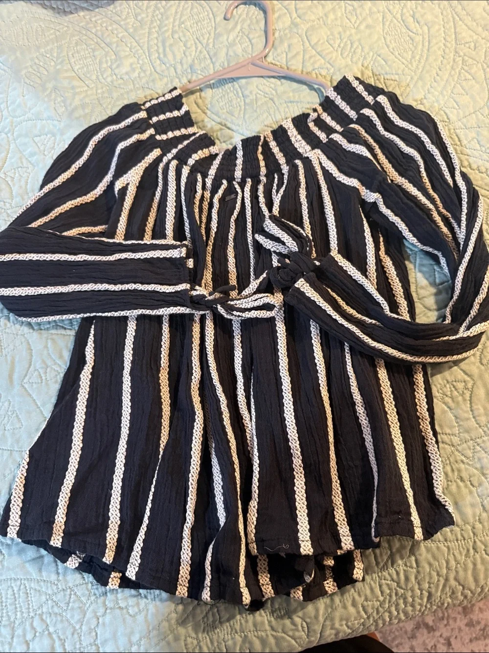 Rip Curl Girls Navy & White Striped Off-Shoulder Top